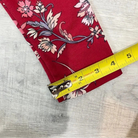 Rebel Sugar M Floral  Mock-Neck Long Sleeve Red Floral Print Dress with flare - Picture 14 of 17